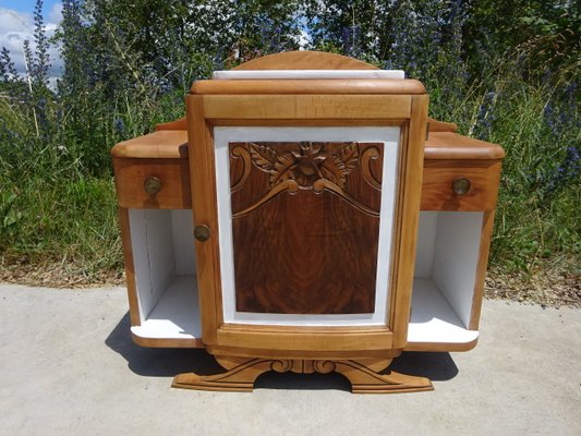 Large Art Deco Bedside Table in Light Wood, 1930s-ABK-2017166