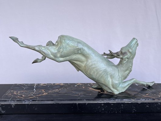 Large Art Deco Bronze Deer from Hugonnet-AWH-1299683