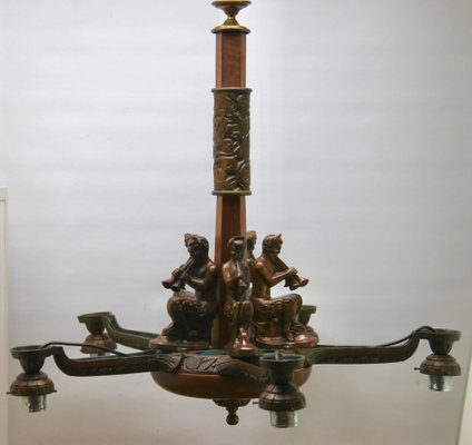 Large Art Deco Cast Bronze Chandelier-MJY-1166011