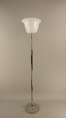 Large Art Deco Chrome Floor Lamp with Opal Glass Shade, Münich, 1920s-KDB-1716273