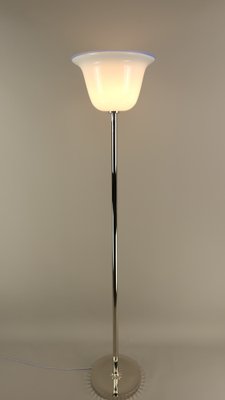 Large Art Deco Chrome Floor Lamp with Opal Glass Shade, Münich, 1920s-KDB-1716273