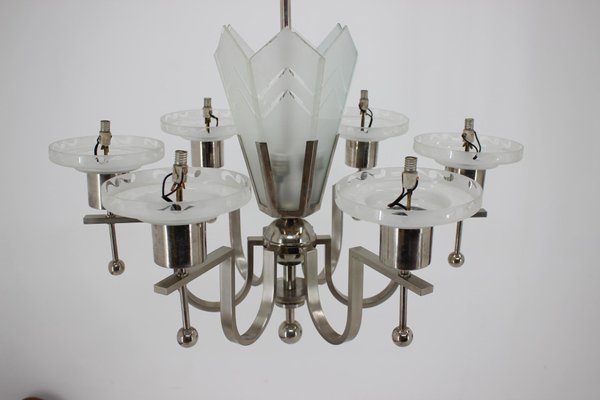 Large Art Deco Chrome Pendant Lamp, 1930s-TZ-739018