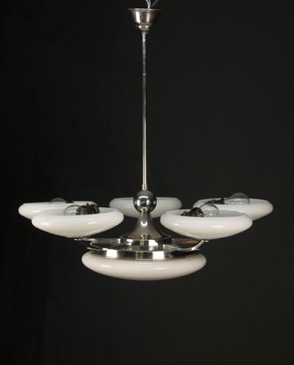 Large Art Deco Chrome-Plated 6-Light Chandelier, 1930s-TZ-970507