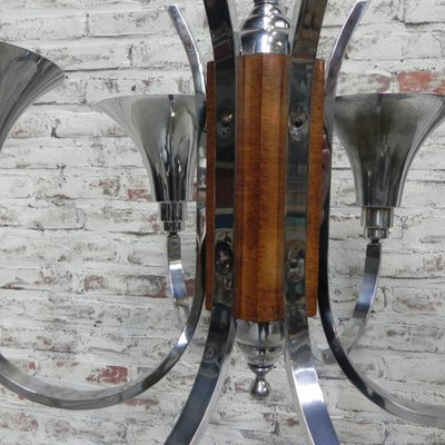 Large Art Deco Chrome Plated Ceiling Lamp, 1930s-TL-557175