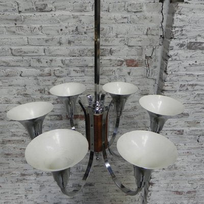 Large Art Deco Chrome Plated Ceiling Lamp, 1930s-TL-557175