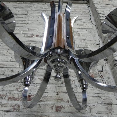 Large Art Deco Chrome Plated Ceiling Lamp, 1930s-TL-557175