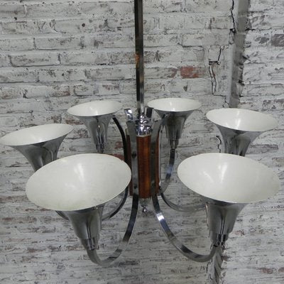 Large Art Deco Chrome Plated Ceiling Lamp, 1930s-TL-557175