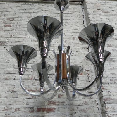 Large Art Deco Chrome Plated Ceiling Lamp, 1930s-TL-557175