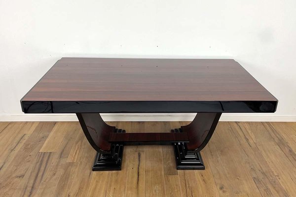 Large Art Deco Extendable Table in Rosewood and Piano Lacquer, 1930s-VMP-1368219