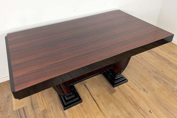 Large Art Deco Extendable Table in Rosewood and Piano Lacquer, 1930s-VMP-1368219