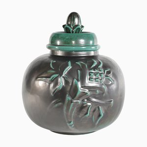 Large Art Deco Green Lidded Jar by Anna-Lisa Thomson for Upsala-Ekeby, 1930s-RUK-1758065