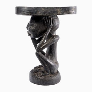 Large Art Deco Luba Stool Wood in Dark Ritual Patina-UQL-1724117