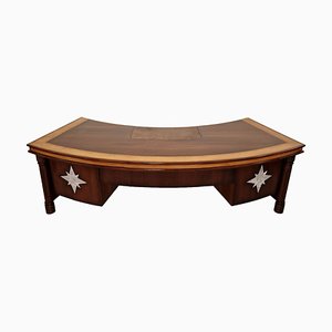 Large Art Deco Mahogany Presidential Desk with Leather Top-ITF-1822003