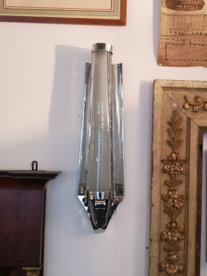 Large Art Deco Modernist Chrome-Plated Wall Lights, Set of 2-NAD-1816372