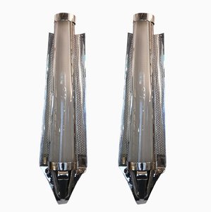 Large Art Deco Modernist Chrome-Plated Wall Lights, Set of 2-NAD-1816372