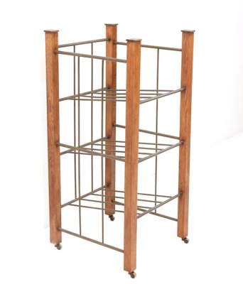 Large Art Deco Modernist Magazine Rack in Oak, 1920s-MY-1444855