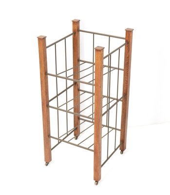 Large Art Deco Modernist Magazine Rack in Oak, 1920s-MY-1444855