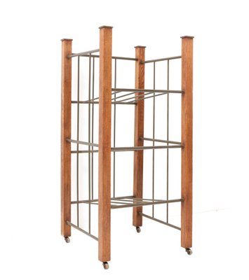 Large Art Deco Modernist Magazine Rack in Oak, 1920s-MY-1444855