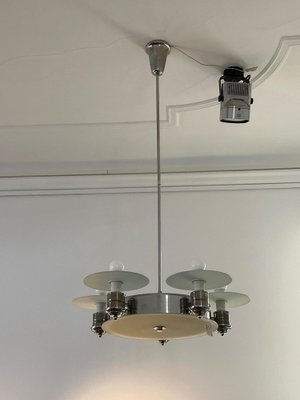 Large Art Deco Pendant Light in Factory Design from Napako, Czechoslovakia, 1930s-LOB-1278081