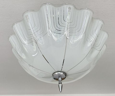 Large Art Deco Pendant Light in Glass and Wood, 1930s-GUT-2027978