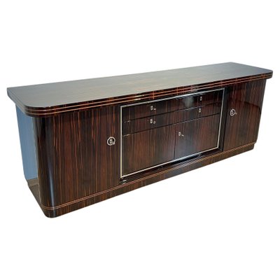 Large Art Deco Sideboard in Macassar Ebony, Maple & Chrome, France, 1930s-NNB-1724398