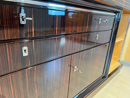 Large Art Deco Sideboard in Macassar Ebony, Maple & Chrome, France, 1930s-NNB-1724398