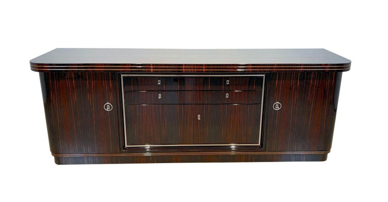 Large Art Deco Sideboard in Macassar Ebony, Maple & Chrome, France, 1930s-NNB-1724398