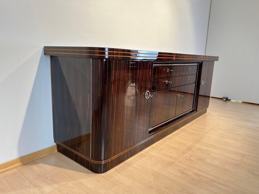 Large Art Deco Sideboard in Macassar Ebony, Maple & Chrome, France, 1930s-NNB-1724398