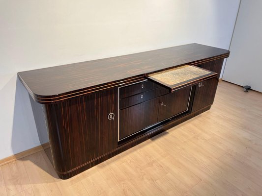 Large Art Deco Sideboard in Macassar Ebony, Maple & Chrome, France, 1930s-NNB-1724398