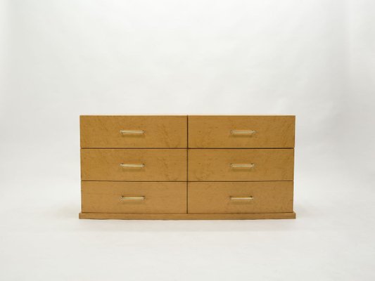 Large Art Deco Sycamore Chest of Drawers with Brass Handles, 1940s-YJA-857818