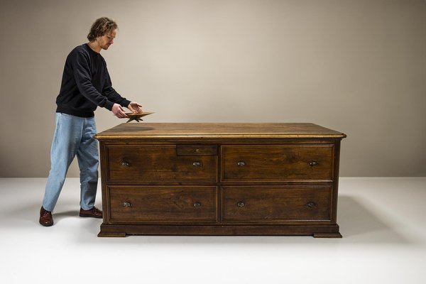 Large Art Deco Warehouse Counter in Oak, 1930s-UQV-1824698