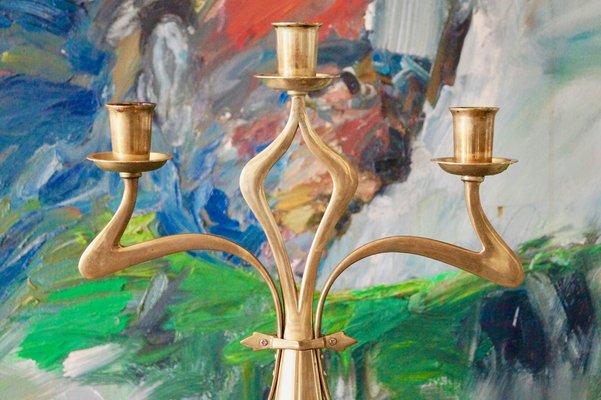 Large Art Nouveau Brass Candleholder-DVX-1259721