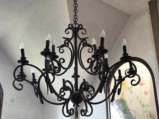 Large Artistically Wrought Iron Chandelier-WQQ-1352973