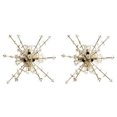 Large Austrian Snowflake Sputnik Flush Mount Lamps by Emil Stejnar for Rupert Nikoll, 1950s, Set of 2-EHE-1420210