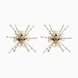 Large Austrian Snowflake Sputnik Flush Mount Lamps by Emil Stejnar for Rupert Nikoll, 1950s, Set of 2-EHE-1420210