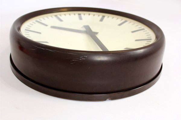 Large Bakelite Railway Clock from Pragotron, 1950s-WVS-1382242