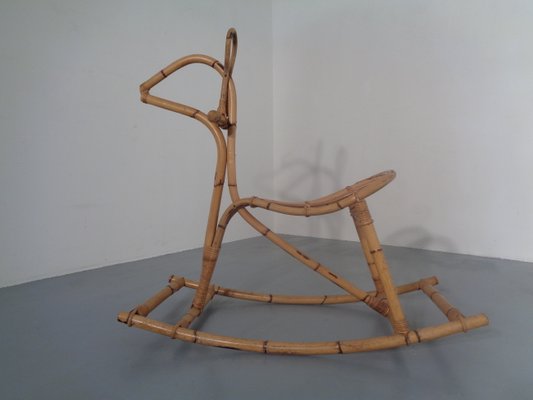 Large Bamboo Rocking Horse by Dirk van Sliedregt for Rohé Noordwolde, 1950s-RDW-680596