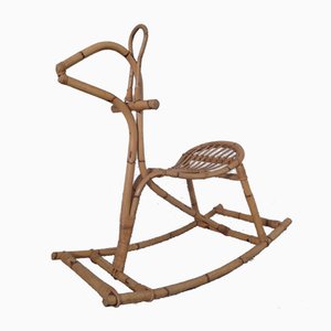 Large Bamboo Rocking Horse by Dirk van Sliedregt for Rohé Noordwolde, 1950s-RDW-680596