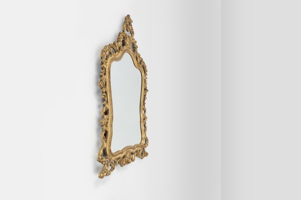 Large Baroque Mirror in Gilded Wood, 1950-YSY-2033782