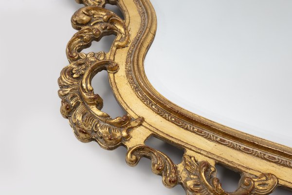 Large Baroque Mirror in Gilded Wood, 1950-YSY-2033782