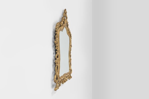 Large Baroque Mirror in Gilded Wood, 1950-YSY-2033782