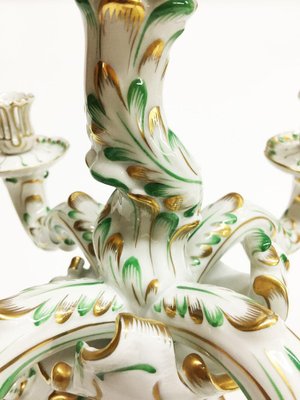 Large Baroque Style Green and Gold Porcelain Candelabra from Herend Hungary-UCH-1224586