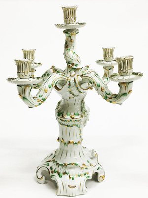 Large Baroque Style Green and Gold Porcelain Candelabra from Herend Hungary-UCH-1224586