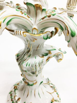 Large Baroque Style Green and Gold Porcelain Candelabra from Herend Hungary-UCH-1224586