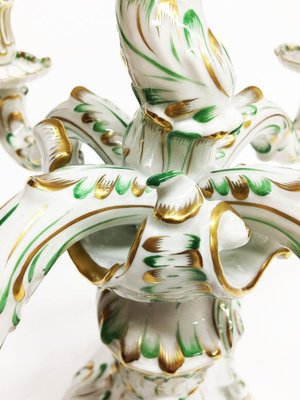 Large Baroque Style Green and Gold Porcelain Candelabra from Herend Hungary-UCH-1224586