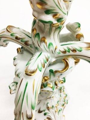 Large Baroque Style Green and Gold Porcelain Candelabra from Herend Hungary-UCH-1224586