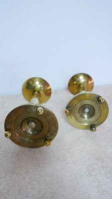 Large Bauhaus Brass Candleholders, 1930s, Set of 2-KK-1111876