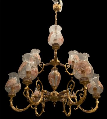 Large Beaded Murano Glass Chandelier from Rosa Perla, 1970s-JJC-862345