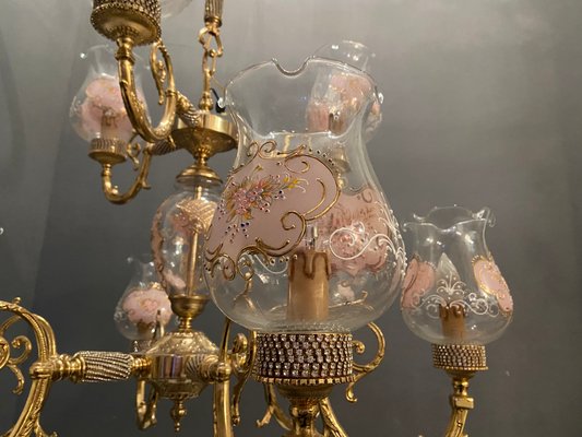 Large Beaded Murano Glass Chandelier from Rosa Perla, 1970s-JJC-862345