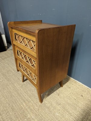 Large Bedside Table in Oak and Rattan, 1950s-HLV-1797852